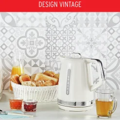 Bouilloire Electrique Soleil Ivoire, 1,7 L, Design Retro Vintage