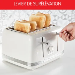 Grille-Pain Soleil Ivoire 4 Fentes Larges, Design Retro,1 700 W