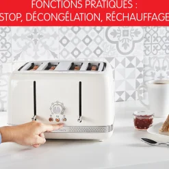 Grille-Pain Soleil Ivoire 4 Fentes Larges, Design Retro,1 700 W